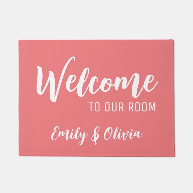 Dorm room slaapkamer met naam/namen deurmat (Voorkant)