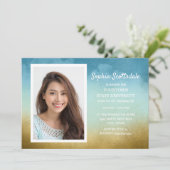 Dorm Shower Sky Blue Gold Photo Girl Kaart (Staand voorkant)