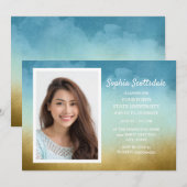 Dorm Shower Sky Blue Gold Photo Girl Kaart (Voorkant / Achterkant)