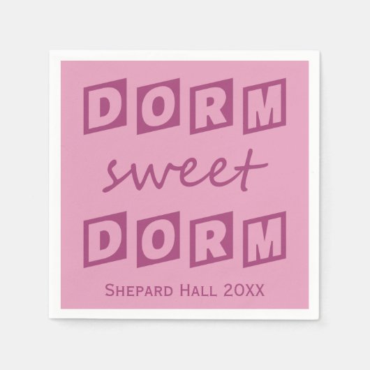 "Dorm Sweet Dorm" aangepast papier voor dormfeeste Servetten (Voorkant)