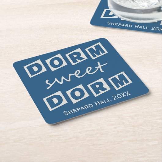 "Dorm Sweet Dorm" aangepaste dorm party onderzette Kartonnen Onderzetters (Schuin)