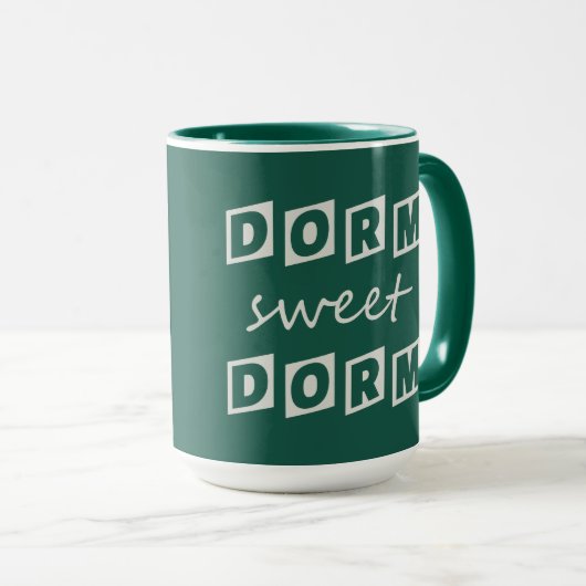 "Dorm Sweet Dorm" aangepaste monogram mokken (Voorkant rechts)