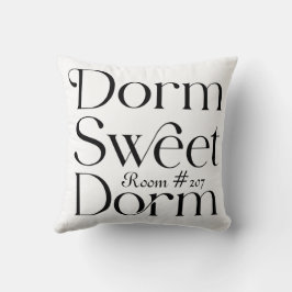 Dorm Sweet Dorm Black and White Room Number Kussen