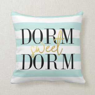 Dorm Sweet Dorm   Blauwgroen strips Kussen