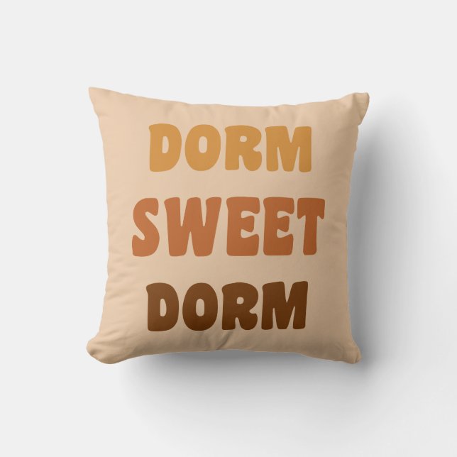 Dorm Sweet Dorm Brown Retro 70s Lettering Kussen (Voorkant)
