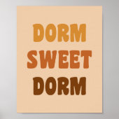 Dorm Sweet Dorm Brown Retro 70s Lettering Poster (Voorkant)