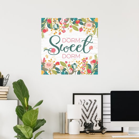 Dorm Sweet Dorm Floral Square Poster (Thuiskantoor)