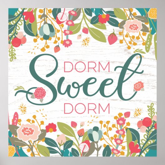 Dorm Sweet Dorm Floral Square Poster (Voorkant)
