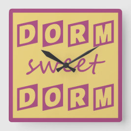 "Dorm Sweet Dorm"-muurklok Vierkante Klok