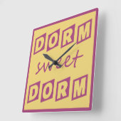 "Dorm Sweet Dorm"-muurklok Vierkante Klok (Hoek)