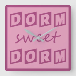 "Dorm Sweet Dorm"-muurklok Vierkante Klok