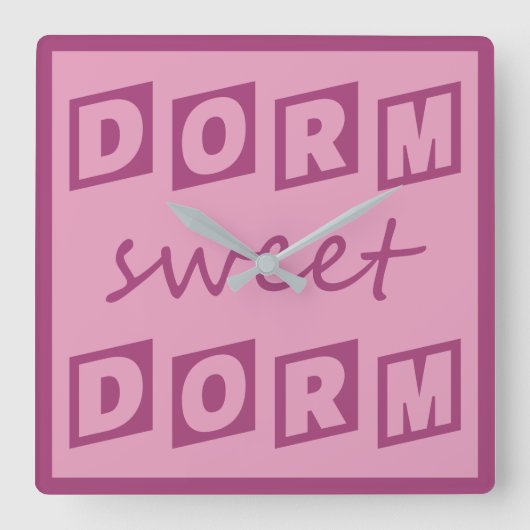 "Dorm Sweet Dorm"-muurklok Vierkante Klok (Voorkant)