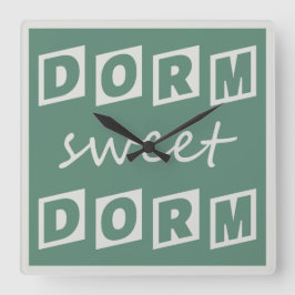 "Dorm Sweet Dorm"-muurklok Vierkante Klok