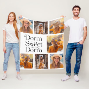 Dorm Sweet Dorm Photo Collage met Room Number Fleece Deken