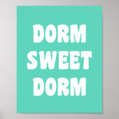 Dorm Sweet Dorm Retro Lettering in Mint Green Poster (Voorkant)