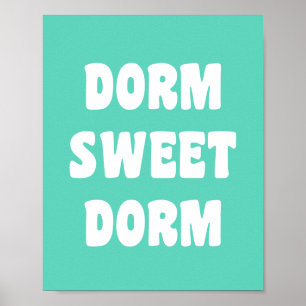 Dorm Sweet Dorm Retro Lettering in Mint Green Poster