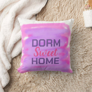 Dorm sweet dorm roze paarse waterverf tekst kussen