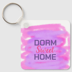 Dorm sweet dorm roze paarse waterverf tekst sleutelhanger