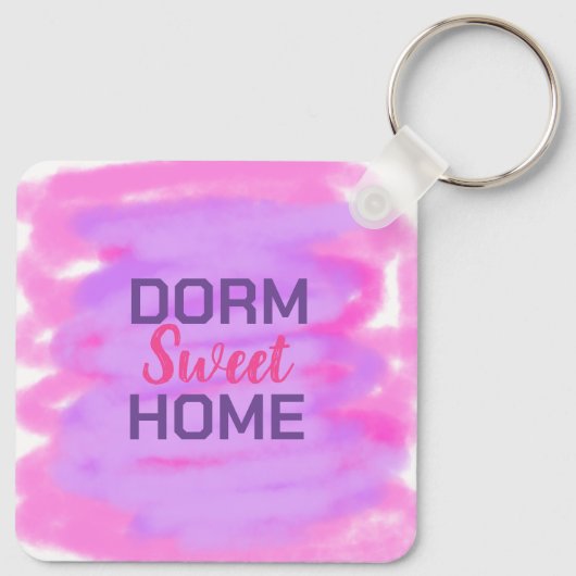 Dorm sweet dorm roze paarse waterverf tekst sleutelhanger (Achterkant)