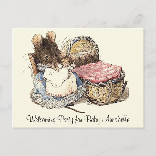 Dormouse Baby shower Welcoming Party Invitation Uitnodiging Briefkaart (Voorkant)