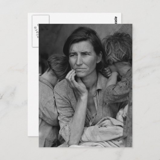 Dorothea Lange's Migrant Moeder Florence Thompson Briefkaart (Voorkant / Achterkant)