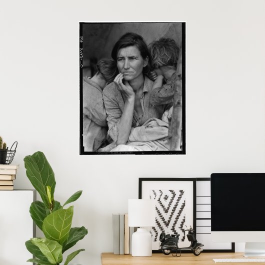 Dorothea Lange's Migrant Moeder Florence Thompson Poster (Thuiskantoor)