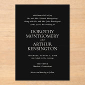 Dorothy Black Elegant Wedding Acryl Uitnodigingen (Voorkant)