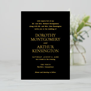 Dorothy Black Elegant Wedding Folie Uitnodiging