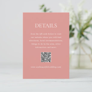 Dorothy Coral Pink Elegant Wedding Informatiekaartje