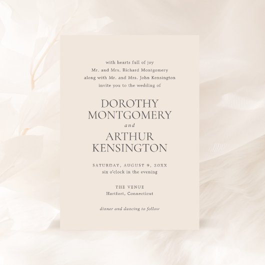 Dorothy Earthy Neutral Elegant Wedding Kaart
