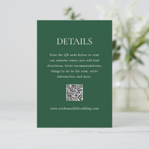 Dorothy Emerald Green Elegant Wedding Informatiekaartje