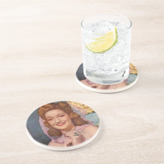 Dorothy Lamour 1940s ster van de 'Road' afbeelding Zandsteen Onderzetter (Zijkant)