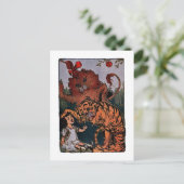 Dorothy met de Cowarly Lion en een tijger Briefkaart (Staand voorkant)