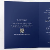 Dorothy Navy Blauw Elegant Huwelijk Drieluik Uitnodiging (Binnenzijde eerst)