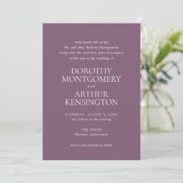 Dorothy Paarse Elegant Wedding Kaart