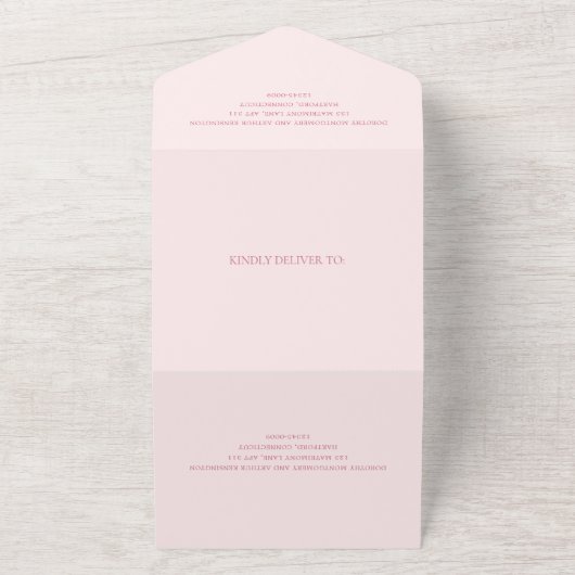 Dorothy Pink Elegant Wedding All In One Uitnodiging (Buitenkant)