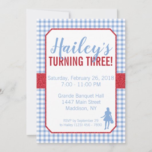 Dorothy Wizard of Oz Birthday Uitnodiging (Voorkant)