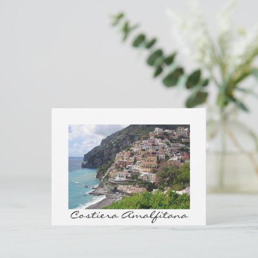 Dorp aan de Amalfi-kust, wit briefkaart (Staand voorkant)