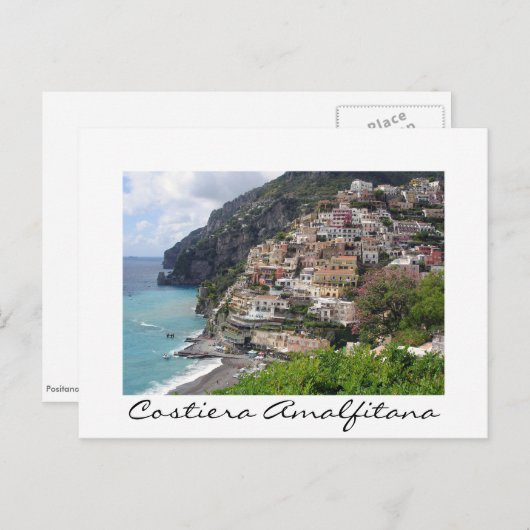 Dorp aan de Amalfi-kust, wit briefkaart (Voorkant / Achterkant)