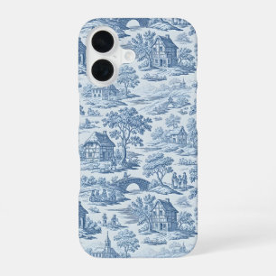 Dorp Blauw Toile iPhone 16 Hoesje