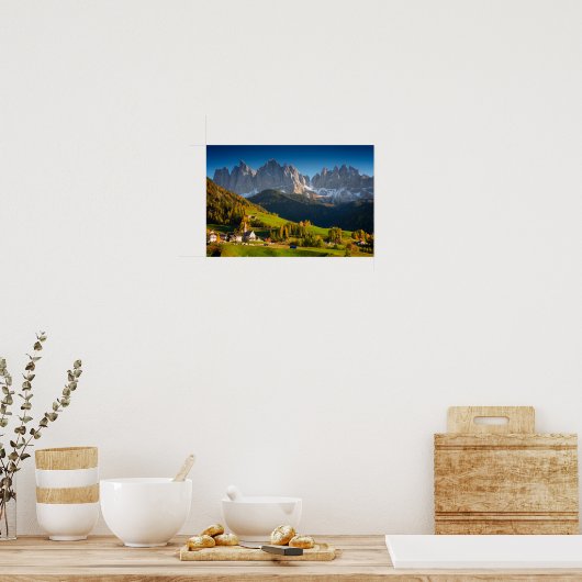 dorp Dolomites in het poster herfst (Keuken)