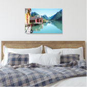 Dorp en een fjord in Noorwegen canvas print (Insitu (Slaapkamer))