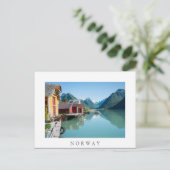 Dorp en een fjord in Noorwegen witte briefkaart (Staand voorkant)