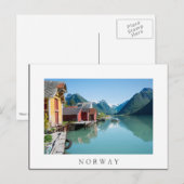Dorp en een fjord in Noorwegen witte briefkaart (Voorkant / Achterkant)