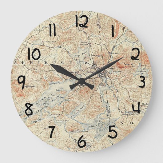 dorp en gebied van het meer van Saranac in Adirond Grote Klok (Voorkant)