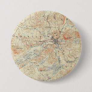 dorp en gebied van het meer van Saranac in Adirond Ronde Button 7,6 Cm