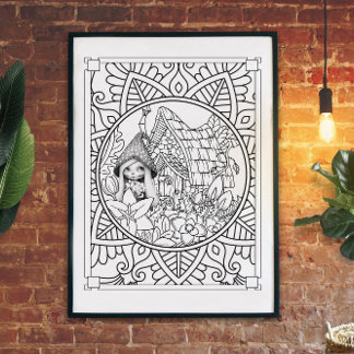 Dorp Gnome Mandala Adult Coloring Poster
