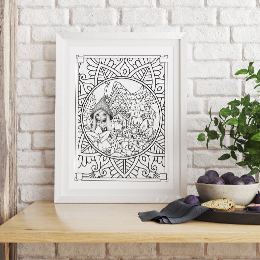Dorp Gnome Mandala Adult Coloring Poster