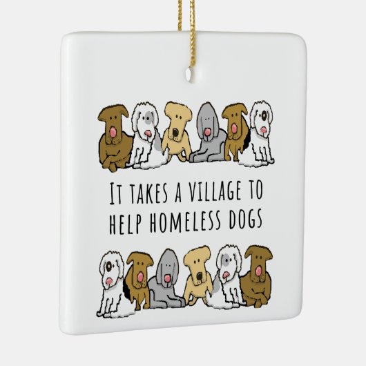 Dorp Hulp Dakloze Hond Redding Keramisch Ornament (Rechts)