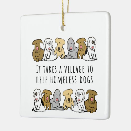 Dorp Hulp Dakloze Hond Redding Keramisch Ornament (Links)